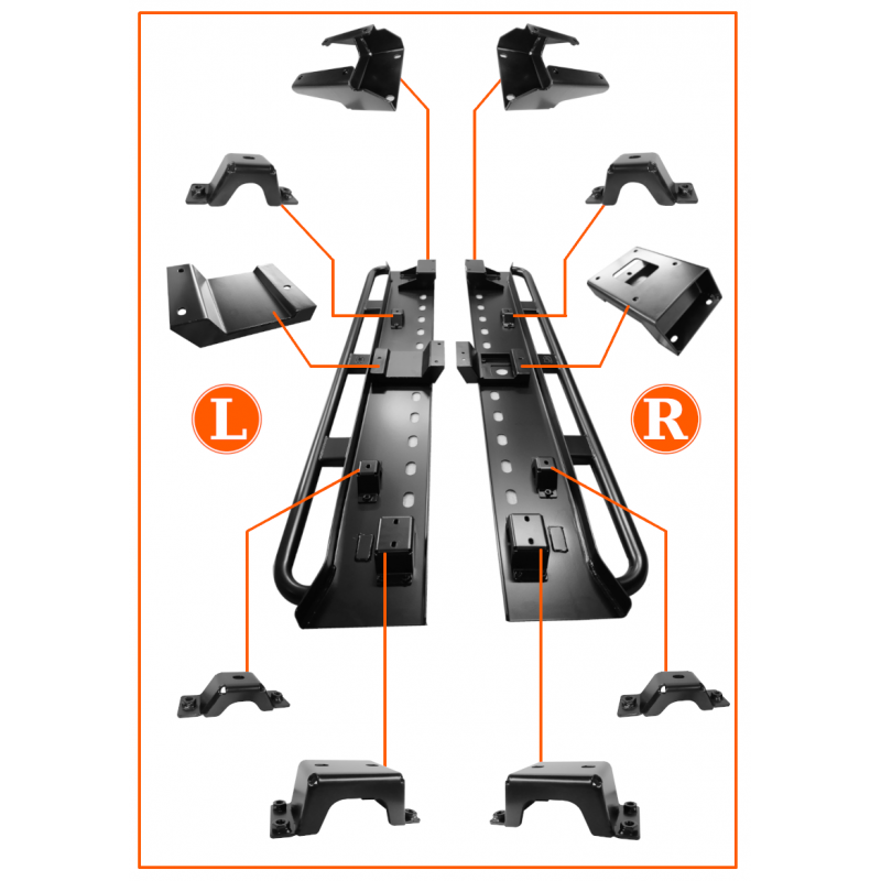 Progi rurowe boczne HD do Land Rover Defender L663 Rock slider