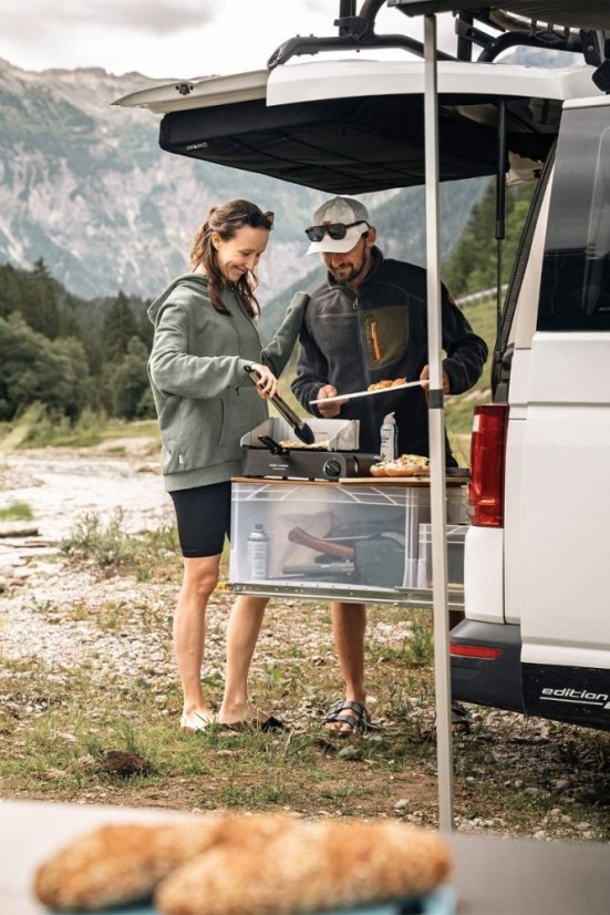 1 plotýnkový vařič  s grilovací pánvičkou FFD BBQ plate  VAN COOK