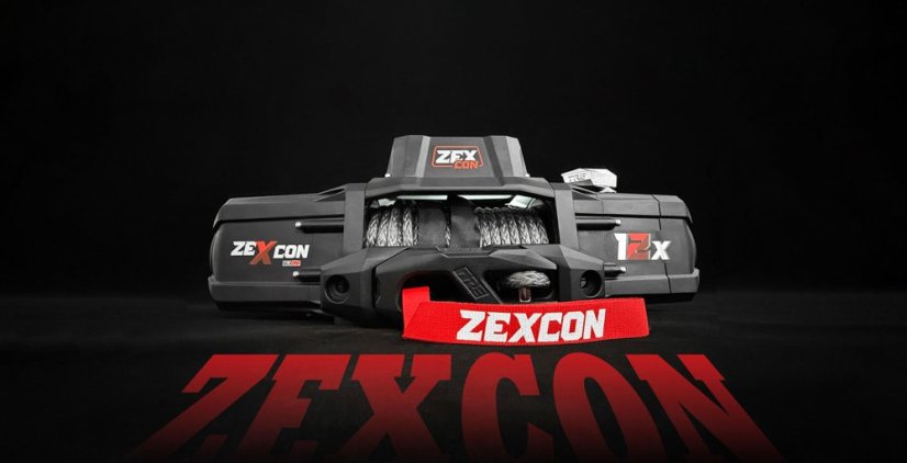 Naviják ZEXCON s průvlakem s pozicí pro hák a se syntetickým lanem 12000 lbs
