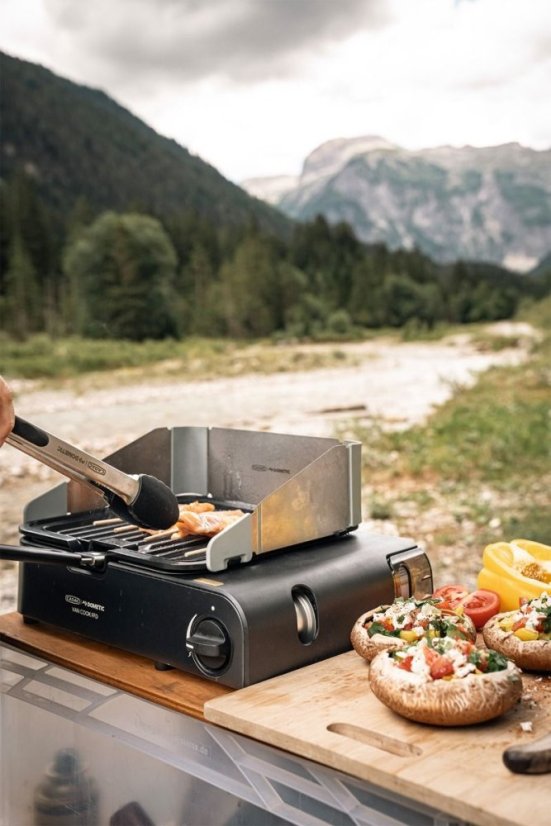 1 plotýnkový vařič  s grilovací pánvičkou FFD BBQ plate  VAN COOK
