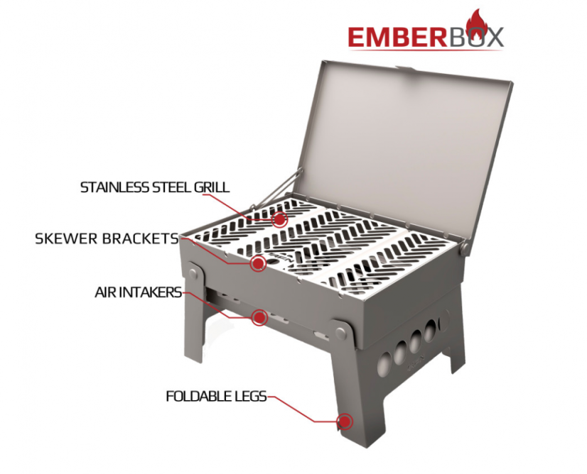 Gril BBQ nerez skládací AFN