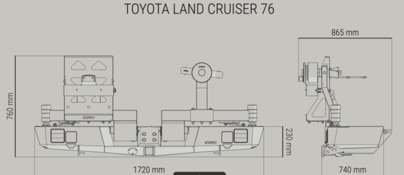 Zadný nárazník Toyota LC 76 s prípravou na americké ťažné zariadenie