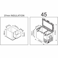 Dvoukomorová chladnička a mraznička 45l National Luna 12V/24V