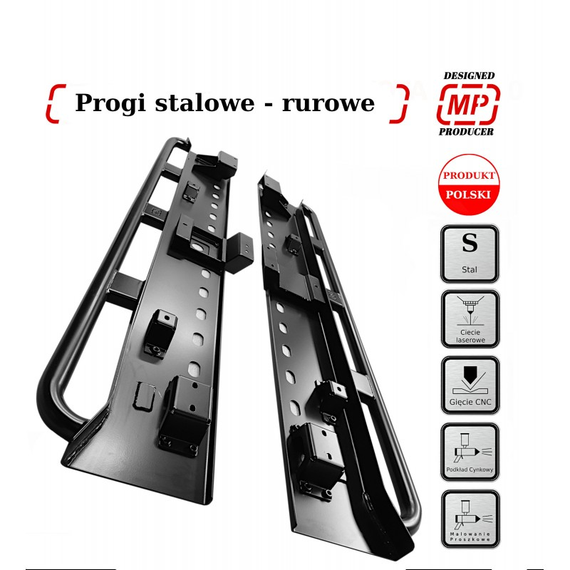 Progi rurowe boczne HD do Land Rover Defender L663 Rock slider