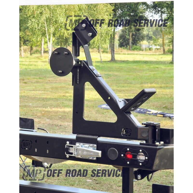 Držák rezervního kola pro LR D2 s držákem Hi-Lift na pevnostní nárazník