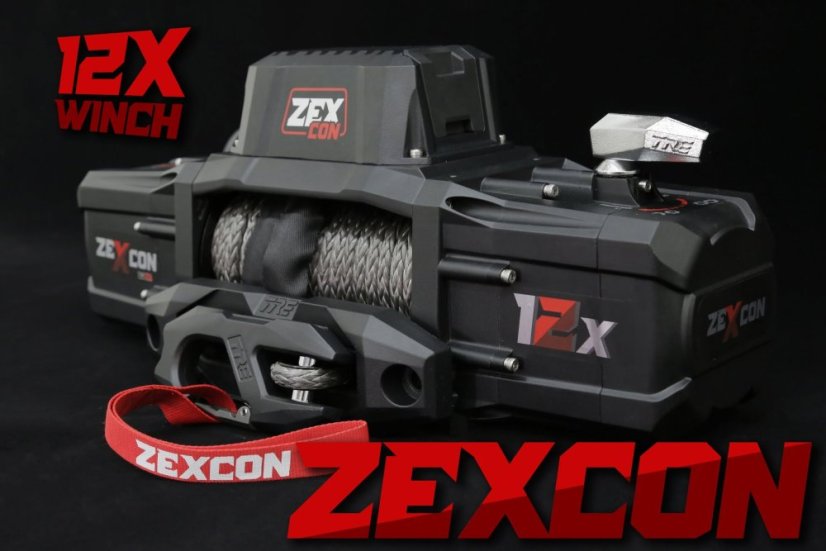 Naviják ZEXCON s průvlakem s pozicí pro hák a se syntetickým lanem 12000 lbs